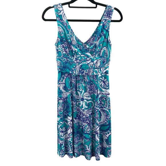 Lilly Pulitzer Dresses & Skirts - Lilly Pulitzer Shianne Turquoise Purple Floral Montauk Stretch Jersey Dress Sz S